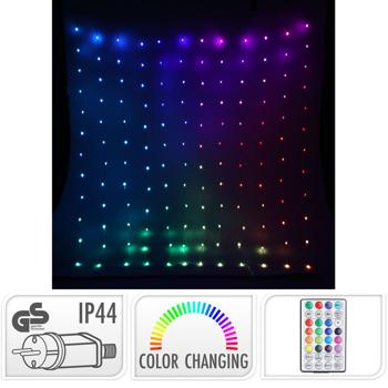 Preview: Tenda LED colorata con 400 LED, RGB, IP44, 2 x 2 m