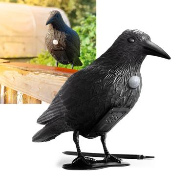 Preview: Realistico corvo deterrente per uccelli con suono: deterrente per corvi a batteria per un‘efficace difesa dagli uccelli. Suoni naturali del corvo per la dissuasione