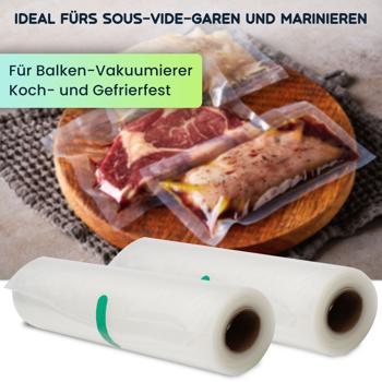 Preview: Vakuumiergerät 110W - Effektives Vakuumieren für Lebensmittel - Inkl. 4 Folienrollen Set 20x300cm & 20x500cm - Ideal für Sous-Vide & Marinieren