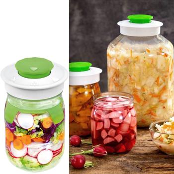 Preview: set di 2 - Vaso di fermentazione da 1 litro: con valvola di sfiato per ottenere i migliori risultati di fermentazione - conservazione per principianti e professionisti, alimentazione sana