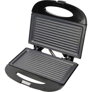 Preview: Macchina per panini e griglia a contatto antiaderente, nera, 750W, per toast o panini, carne o verdure, facile da pulire