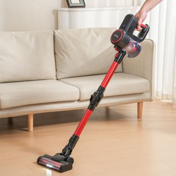 Preview: Aspirateur Balai Sans Fil 2-en-1 - Brosse Électrique Rotative, Lumière LED, Autonomie 40 Min, 18 kPa - Cyclonique Sans Sac, Filtre HEPA