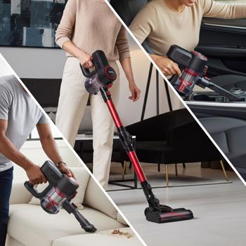 Preview: Akku-Handstaubsauger & Bodensauger 2in1 mit Elektrobürste: 18 kPa Saugkraft, beutellos, 2 Modi – Schmutz & Staub einfach verschwinden lassen