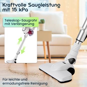 Preview: Leistungsstarker 2in1 Zyklon Staubsauger 500W (15kPa): Hand- & Bodensauger mit HEPA-Filter. 800ml Behälter, 4,9m Kabel - Für Allergiker & Reinigung