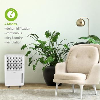 Preview: Déshumidificateur électrique - 4 modes déshumidification/automatique/linge sec/aération - Minuterie - Filtre à air - 10L/jour - 38m² max.