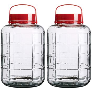 set di 2 vasi di stoccaggio con manico, vaso a bocca larga, 10 litri