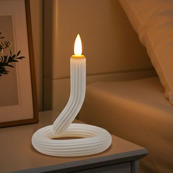 Flexible LED-Kerze weiss - Täuschend echter Flackereffekt - Akkubetrieb mit USB-C - Silikon formbar - Sicher, rauchfrei & geruchsneutral - 41x1.8cm warmweiss