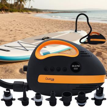 Ultimative Akku-SUP-Luftpumpe: 20 PSI, 350 L/Min, USB, 12V – Kompakte, tragbare Hochleistungs-Pumpe für Boards