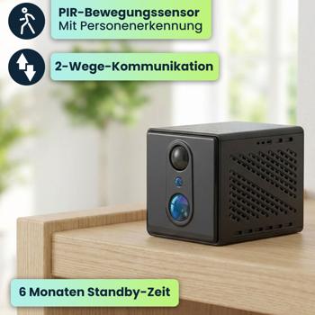 Preview: Mobile WLAN Mini Überwachungskamera 2304 x 1296: Mit App-Fernzugriff – Ein smartes Sicherheitssystem für Zuhause, Büro & Reisen