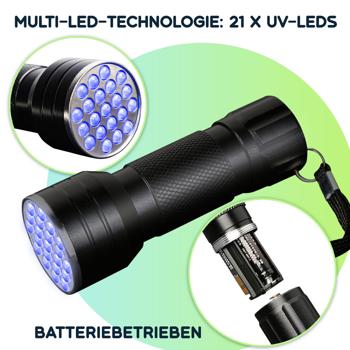 Preview: Multifunktionale 2in1 UV-Taschenlampe und Geldschein-/Ausweisprüfer, 21 LEDs, Batteriebetrieb, Für Echtheitsprüfung & Beleuchtung
