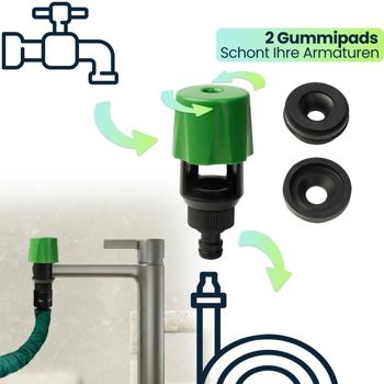 Preview: Universal Wasserhahn Adapter: Macht jeden Hahn zum Schlauchanschluss für Garten & Haushalt, praktisch & einfach zu montieren, für flexible Bewässerung