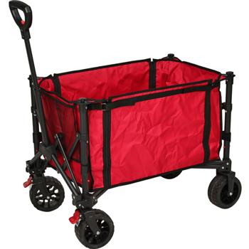 Carrello manuale, pieghevole, rosso-nero, capacità di carico 80 kg