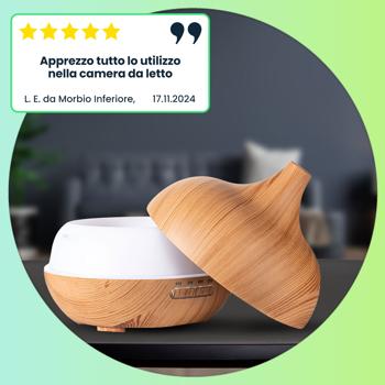 Preview: Diffusore di aromi in look legno per oli essenziali, illuminazione a LED in 7 colori e timer, 300 ml, umidificatore per ambienti dal design accattivante per la vostra casa