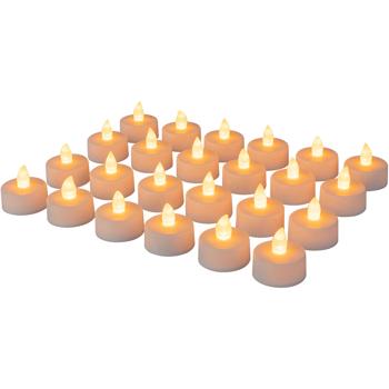 Preview: 24 bougies chauffe-plat LED – lumière vacillante, à piles – éclairage d’ambiance sans flamme