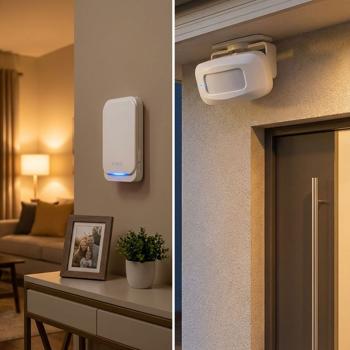 Kabellose Funk Türklingel & Durchgangsmelder mit PIR-Sensor, IP44, 36 Klingeltöne, weiss: für mehr Sicherheit & Komfort