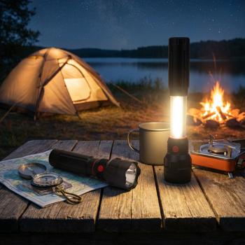 2-in-1 Arbeitsleuchte & LED-Taschenlampe mit ausziehbarer COB-LED, 300 lm, IPX4, Neodym-Magnet - Ideal für Camping, Werkstatt & Notfälle