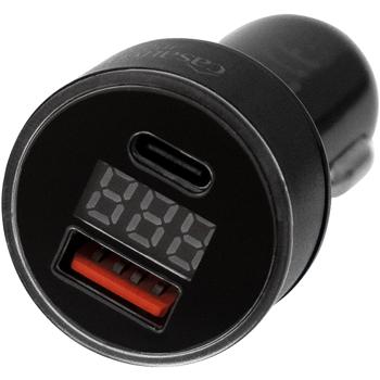 Preview: Doppio caricatore USB per auto, display digitale della tensione, USB-C PD/QC e USB-A, (38 W), accendisigari per auto - Caricatore rapido affidabile