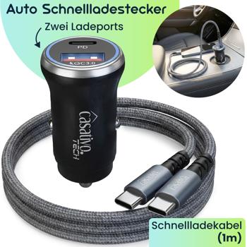 Preview: Leistungsstarkes Kfz-USB-Netzteil, (54 Watt) inkl. Ladekabel, USB-C PD & USB-A QC, Dual-Auto 12 V Schnellladestecker, schnelles Aufladen unterwegs