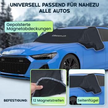 Preview: 3er-Set Autoscheibenabdeckung - Seitenscheibenschutz, Magnet-Befestigung, universell passend - 270x94 cm - Winter & Sommer UV-Schutz