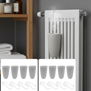 8er-Set Keramik-Luftbefeuchter für Heizkörper - Gegen trockene Heizungsluft & für gesunde Raumluft - Zeitloses Weiss, 350ml pro Verdunster