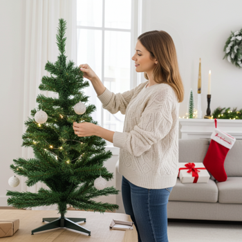 Preview: Albero di Natale artificiale con supporto, verde, 90 cm