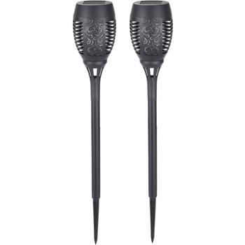 2 lampes de jardin solaires: torches LED avec effet flamme (78 cm): avec batterie, réalistes, résistantes aux intempéries – ambiance romantique dans le jardin et sur le balcon