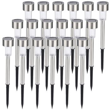 Preview: 18 mini-lampes d’extérieur – balises solaires avec capteur crépusculaire et piquet – résistantes aux intempéries – éclairage automatique et élégant pour des allées sûres