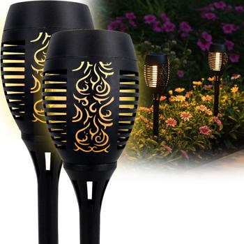 Preview: 4 lampes de jardin solaires: torches LED avec effet flamme (78 cm): sans fil, réalistes, résistantes aux intempéries – ambiance romantique dans le jardin et sur le balcon
