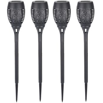 4er-Set LED-Solar-Gartenfackeln mit Flammen-Effekt (H 78cm): Akku, realistisch & wetterfest - Fur romantisches Ambiente im Garten & Balkon