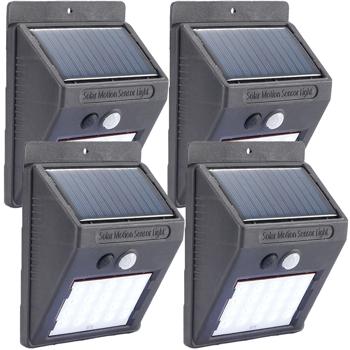 set di 4 applique LED solari compatte con rilevatore di movimento (20 LED SMD): Luce brillante per percorsi e ingressi sicuri - Risparmio energetico e senza fili