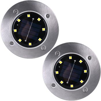 Preview: Elegante set di 2 faretti solari da terra 200lm IP44 con picchetto da terra: luce luminosa da esterno per giardino e sentieri - Crea sicurezza e accenti luminosi