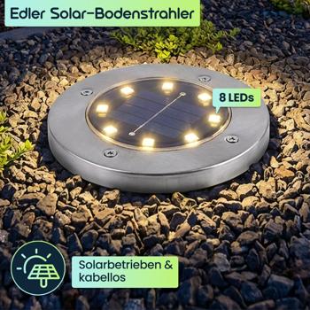 Preview: Edles 2er-Set Solar-Bodenstrahler 200lm IP44 mit Erdspiess: Helle Aussenleuchte für Garten & Weg – Schaffen Sie Sicherheit & Lichtakzente