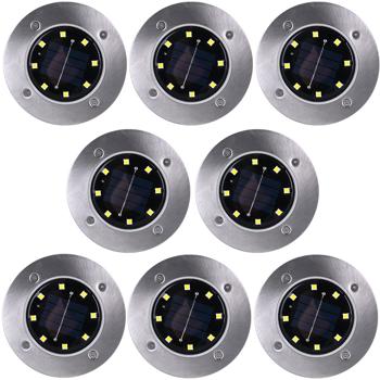 Preview: Elegante set da 8 faretti solari da terra da 200 lm IP44 con picchetto: lampada esterna luminosa per giardino e sentiero – Crea sicurezza e accenti di luce
