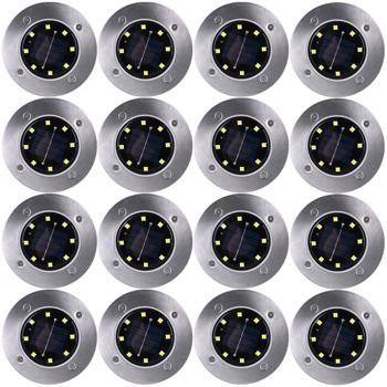 Preview: Elegante set di 16 faretti solari da terra 200lm IP44 con picchetto da terra: luce luminosa da esterno per giardino e sentieri - Crea sicurezza e accenti luminosi