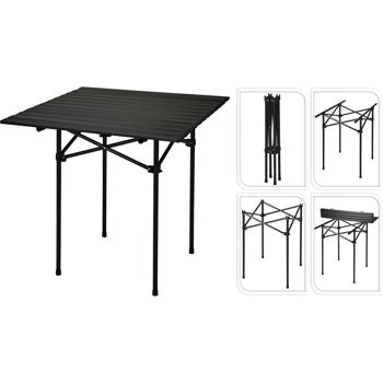 Preview: Ensemble Camping - Table pliante plateau à roulettes & Chaise pliable compacte - Métal robuste, noir, 70x70x69cm - Charge 110kg - Sac transport
