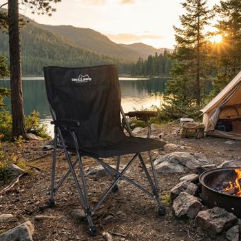 Campingstuhl, schwarz, klappbar, robust, leicht & platzsparend, Ideal für Camping, Outdoor & Festivals