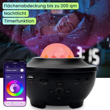 Preview: Magischer Laser-Sternenhimmel-Projektor mit Bluetooth Lautsprecher, WIFI, Sprachsteuerung & App-Steuerung mit Tuya oder SmartLife