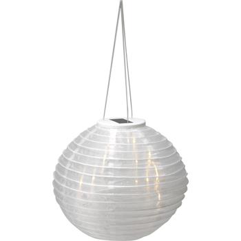 Solar LED Lampion mit Dämmerungssensor, weiss, Ø 28 cm: Automatische Gartenleuchte, dekorativ & einfach aufzuhängen