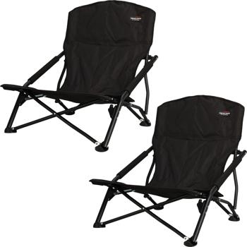 Preview: Lot de 2 chaises de plage pliables - Camping, pique-nique, balcon - Léger, robuste, noir, polyester, 58x62x59 cm, 2.6 kg