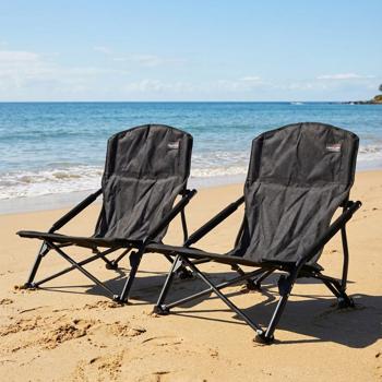 2er-Set Strandstuhl Schwarz Klappbar - Blitzschnell aufgebaut - Perfekt für Camping Picknick & Strand - Leicht & Robust - 58x62x59cm Polyester