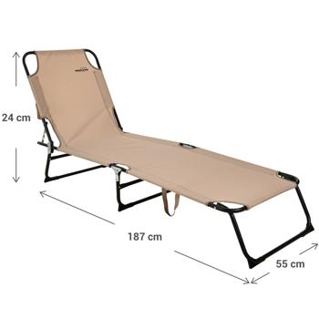 Preview: Lettino tripode, pieghevole, beige, per rilassarsi e prendere il sole in giardino, in piscina o in spiaggia
