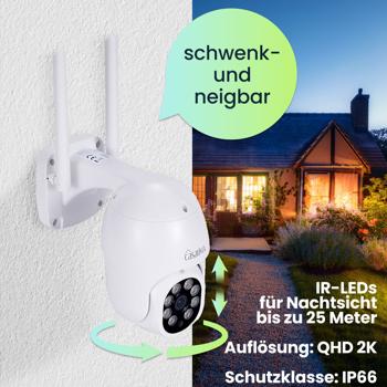 Preview: Professionelles Funk-Überwachungssystem mit 4 - 2K Schwenk-Kameras - Helle Nachtsicht, Bewegungsmelder & Live App-Zugriff, IP66 – Schützen Sie Ihr Eigentum