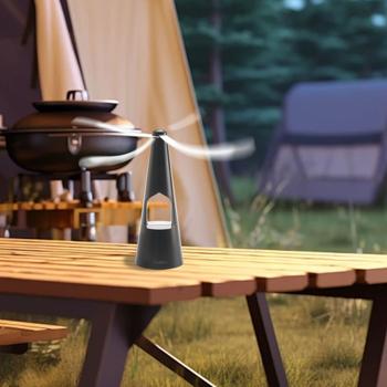 Preview: Ventilateur anti-mouches, 2 ailes – éclairage LED – alimentation par piles ou USB – répulsif doux et efficace, pratique pour les repas et les voyages