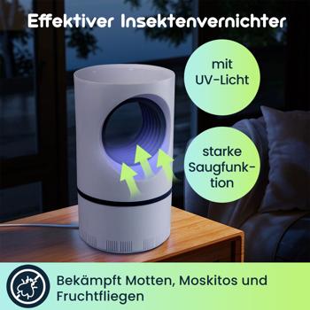Preview: Effektiver Insektenvernichter mit UV-Licht & starker Saugfunktion: Entfernt Mücken & Fliegen hygienisch & sicher, ideal für Haus, Garten & Camping