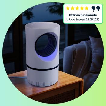 Preview: Efficace dissuasore di insetti con luce UV e potente aspirazione: rimuove zanzare e mosche in modo igienico e sicuro, ideale per casa, giardino e campeggio