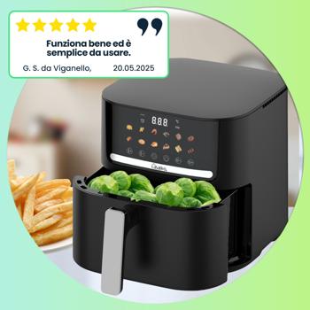 Preview: Friggitrice ad aria calda Premium con 11 programmi di cottura, 6,5 l, 1600 watt - Air Fryer con pannello touch LED, nero opaco, rivestimento antiaderente di alta qualità