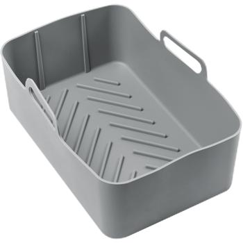 Stampo in silicone di alta qualità per friggitrice ad aria calda doppia, grigio, 20 x 12,7 x 7 cm, antiaderente, resistente al calore e lavabile in lavastoviglie, per risultati perfetti