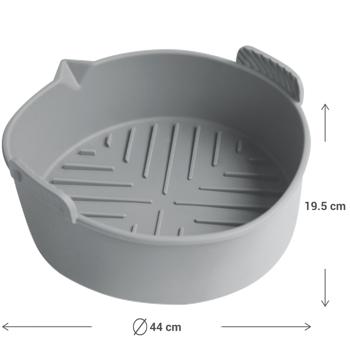 Preview: 2er-Set Hochwertige Silikonform für Heissluftfritteuse, grau, Ø 19 x H 6 cm, Antihaft, hitzebeständig & spülmaschinenfest