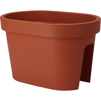 Preview: set di 4 vasi ovali da balcone, terracotta, vaso gelificato, 27 x 40 x 25 cm
