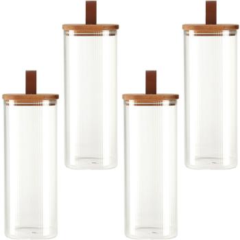 Preview: set di 4 vasi con coperchio in legno d‘acacia, 1900 ml